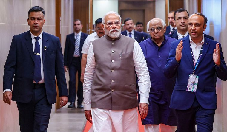 Prime Minister Narendra Modi during the inauguration of Surat Diamond Bourse, in Surat, Sunday, Dec. 17, 2023.